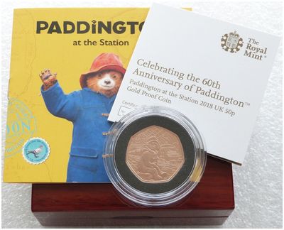 2018 Paddington at the Station 50p Gold Proof Coin Box Coa