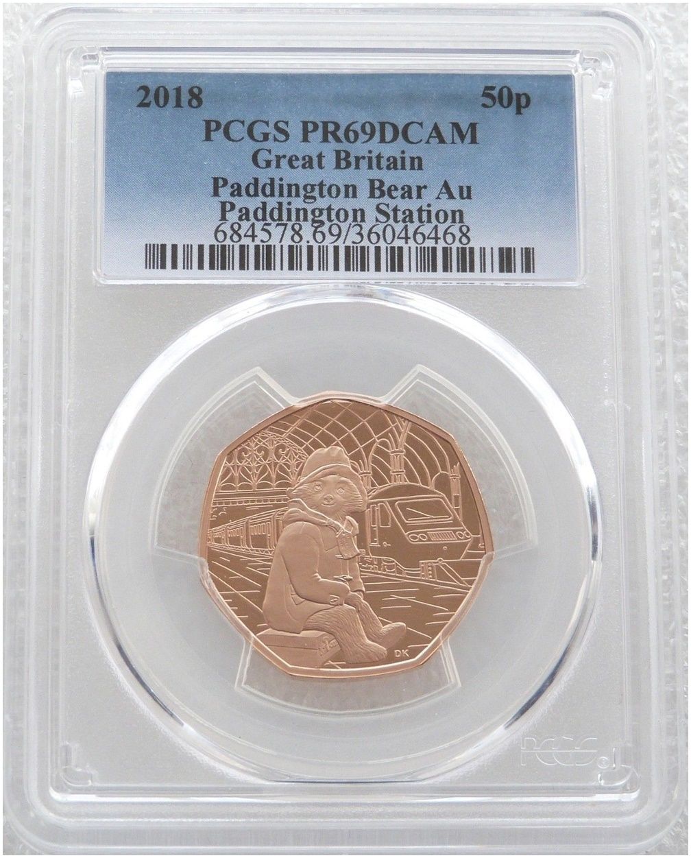 2018 Paddington at the Station 50p Gold Proof Coin PCGS PR69 DCAM 2018 Paddington at the Station 50p Gold Proof Coin PCGS PR69 DCAM