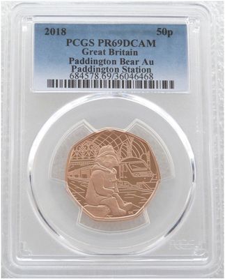 2018 Paddington at the Station 50p Gold Proof Coin PCGS PR69 DCAM 2018 Paddington at the Station 50p Gold Proof Coin PCGS PR69 DCAM