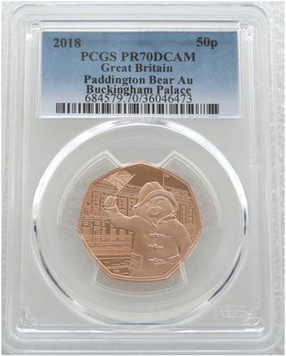 2018 Paddington at Buckingham Palace 50p Gold Proof Coin PCGS PR70 DCAM 2018 Paddington at Buckingham Palace 50p Gold Proof Coin PCGS PR70 DCAM