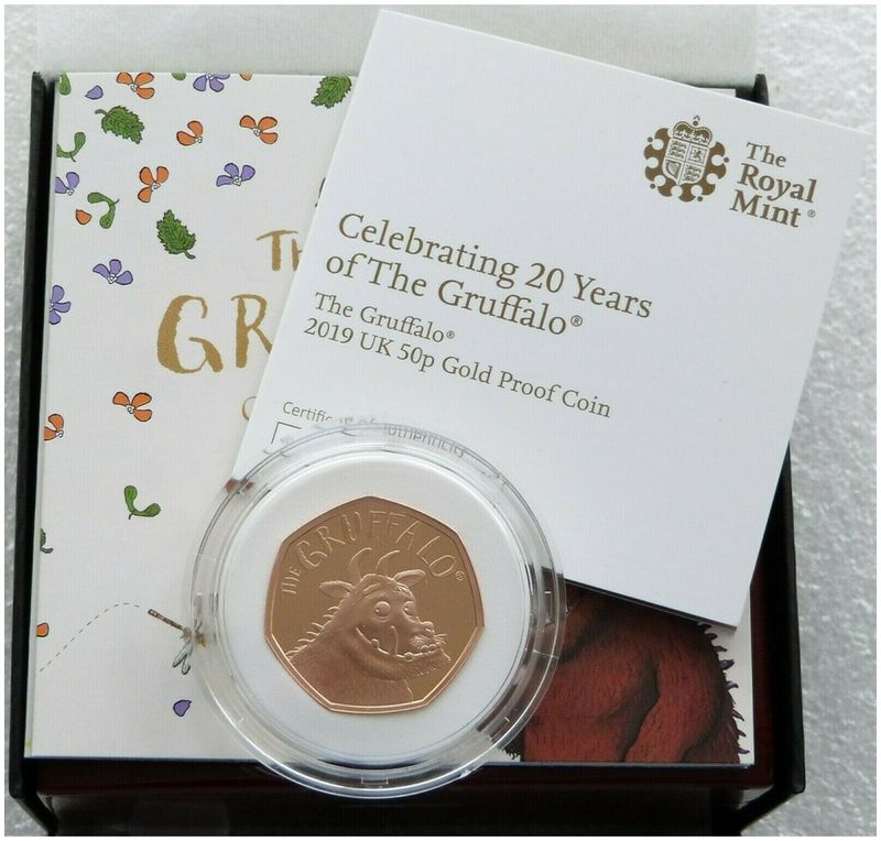 2019 The Gruffalo 20th Anniversary 50p Gold Proof Coin Box Coa