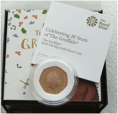 2019 The Gruffalo 20th Anniversary 50p Gold Proof Coin Box Coa