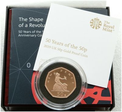 2019 Britannia New Pence Privy 50p Gold Proof Coin Box Coa