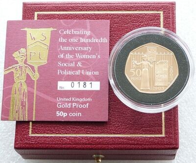 2003 Suffragettes 50p Gold Proof Coin Box Coa