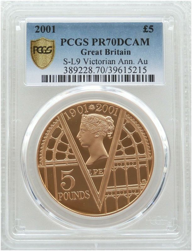 2001 Queen Victoria £5 Five Pound Gold Proof Coin PCGS PR70 DCAM 2001 Queen Victoria £5 Five Pound Gold Proof Coin PCGS PR70 DCAM