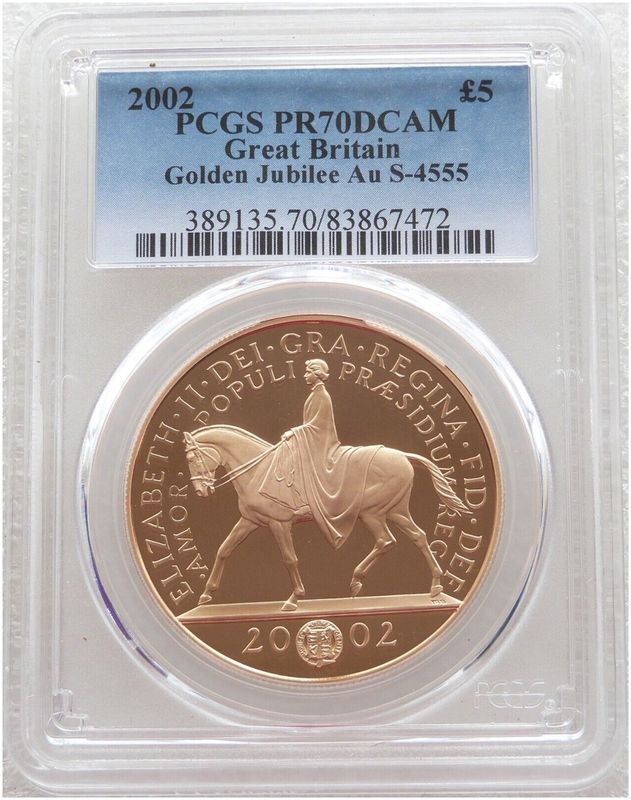 2002 Golden Jubilee £5 Five Pound Gold Proof Coin PCGS PR70 DCAM