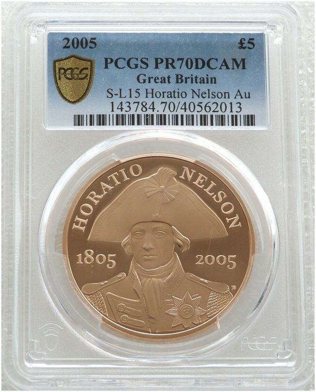2005 Horatio Nelson £5 Five Pound Gold Proof Coin PCGS PR70 DCAM