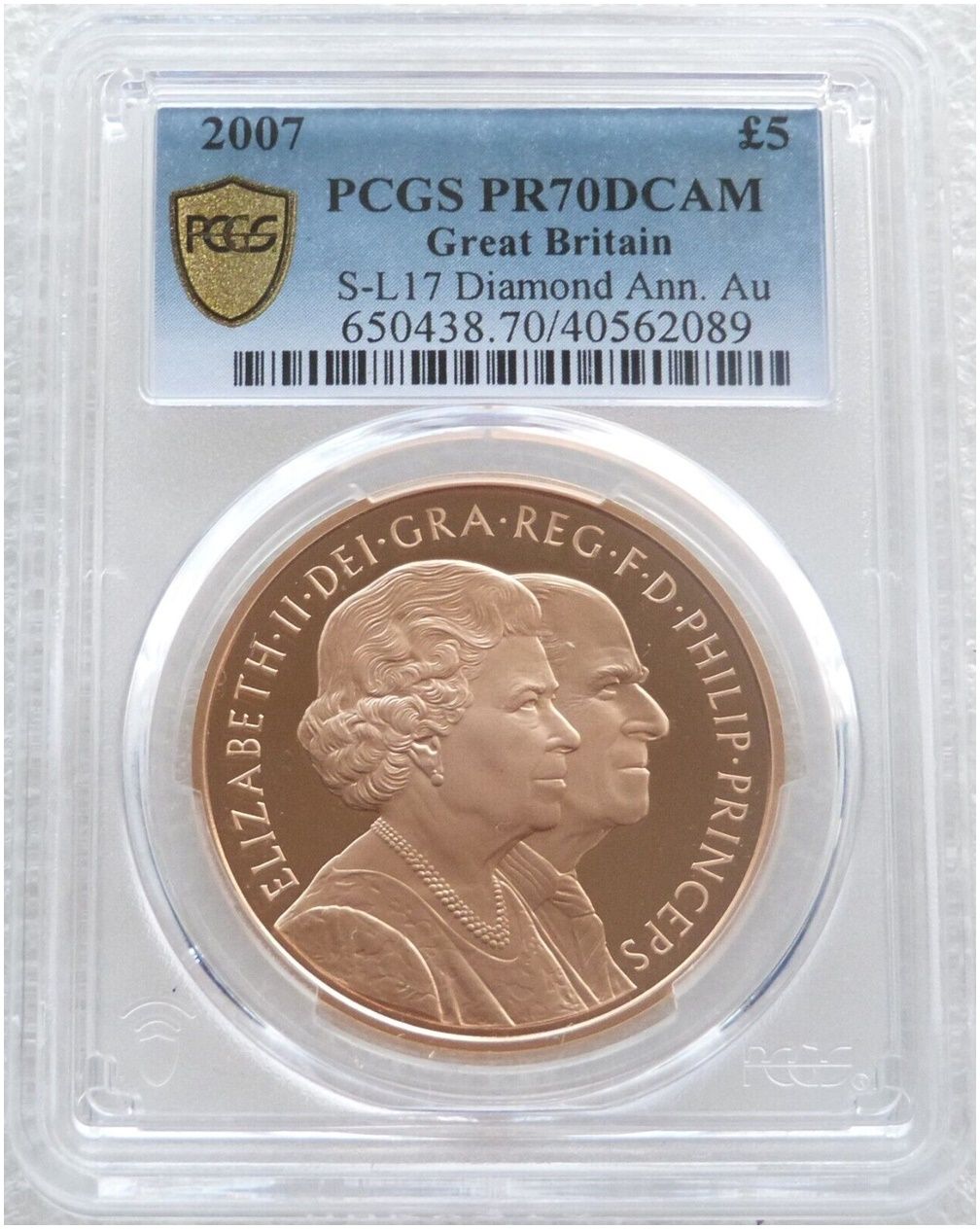 2007 Diamond Wedding £5 Five Pound Gold Proof Coin PCGS PR70 DCAM