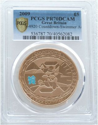 2009 London Olympic Games Countdown £5 Five Pound Gold Proof Coin PCGS PR70 DCAM