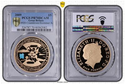 2009 London Olympic Games Countdown £5 Gold Proof Coin PCGS PR70 DCAM