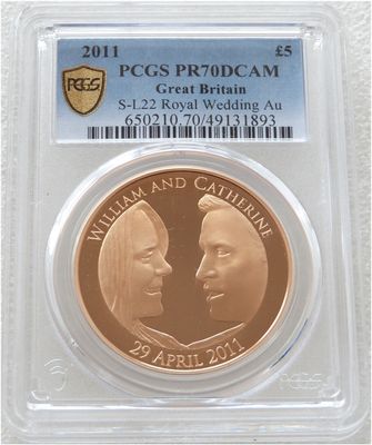 2011 Royal Wedding William and Kate £5 Five Pound Gold Proof Coin PCGS PR70 DCAM 2011 Royal Wedding William and Kate £5 Five Pound Gold Proof Coin PCGS PR70 DCAM