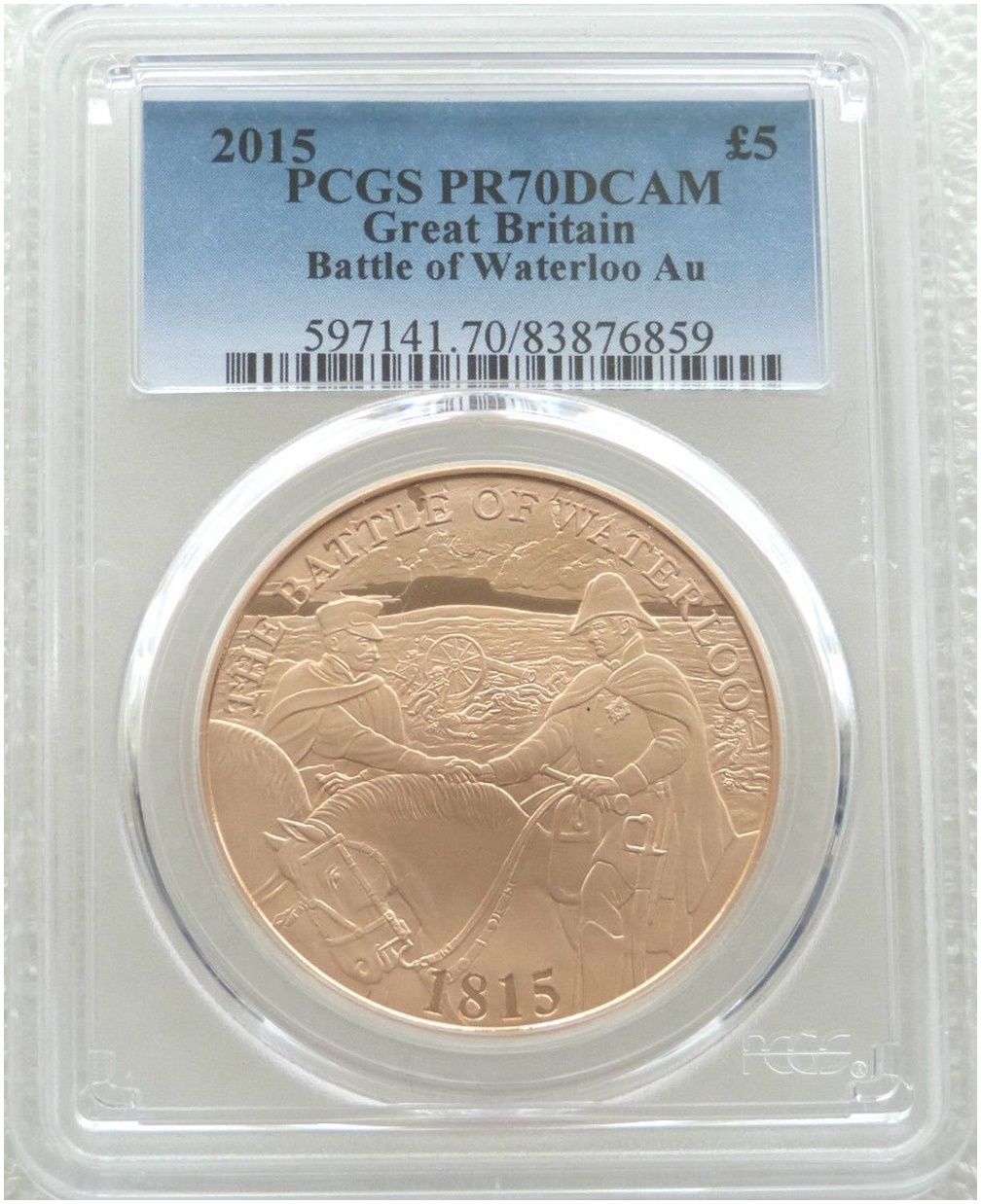 2015 Battle of Waterloo £5 Five Pound Gold Proof Coin PCGS PR70 DCAM 2015 Battle of Waterloo £5 Five Pound Gold Proof Coin PCGS PR70 DCAM