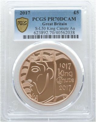 2017 King Canute Coronation £5 Five Pound Gold Proof Coin PCGS PR70 DCAM
