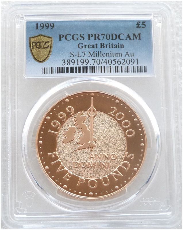 1999 Millennium Anno Domini £5 Five Pound Gold Proof Coin PCGS PR70 DCAM