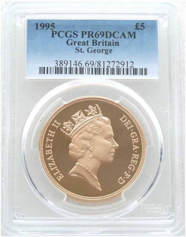 1995 St George and the Dragon £5 Five Pound Sovereign Gold Proof Coin PCGS PR69 DCAM 1995 St George and the Dragon £5 Five Pound Sovereign Gold Proof Coin PCGS PR69 DCAM