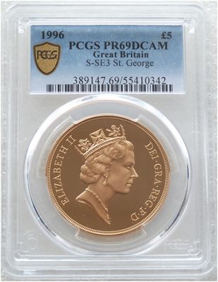 1996 St George and the Dragon £5 Five Pound Sovereign Gold Proof Coin PCGS PR69 DCAM