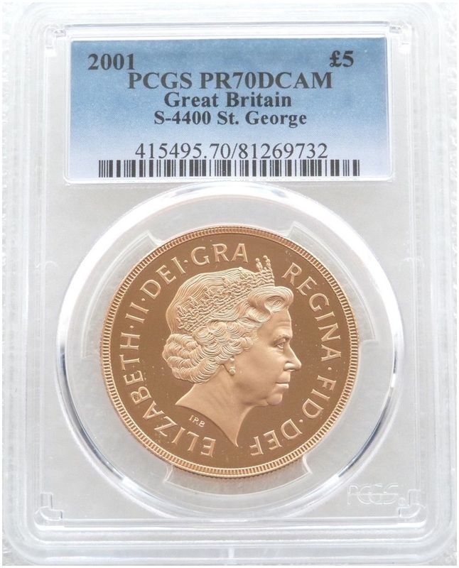 2001 St George and the Dragon £5 Five Pound Sovereign Gold Proof Coin PCGS PR70 DCAM