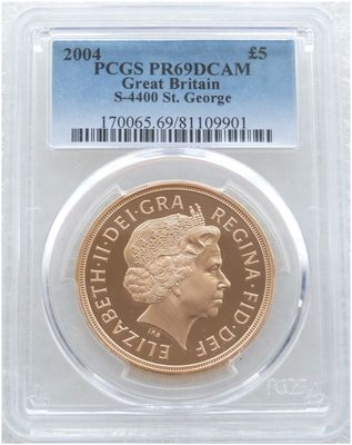 2004 St George and the Dragon £5 Five Pound Sovereign Gold Proof Coin PCGS PR69 DCAM 2004 St George and the Dragon £5 Five Pound Sovereign Gold Proof Coin PCGS PR69 DCAM