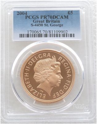 2004 St George and the Dragon £5 Five Pound Sovereign Gold Proof Coin PCGS PR70 DCAM