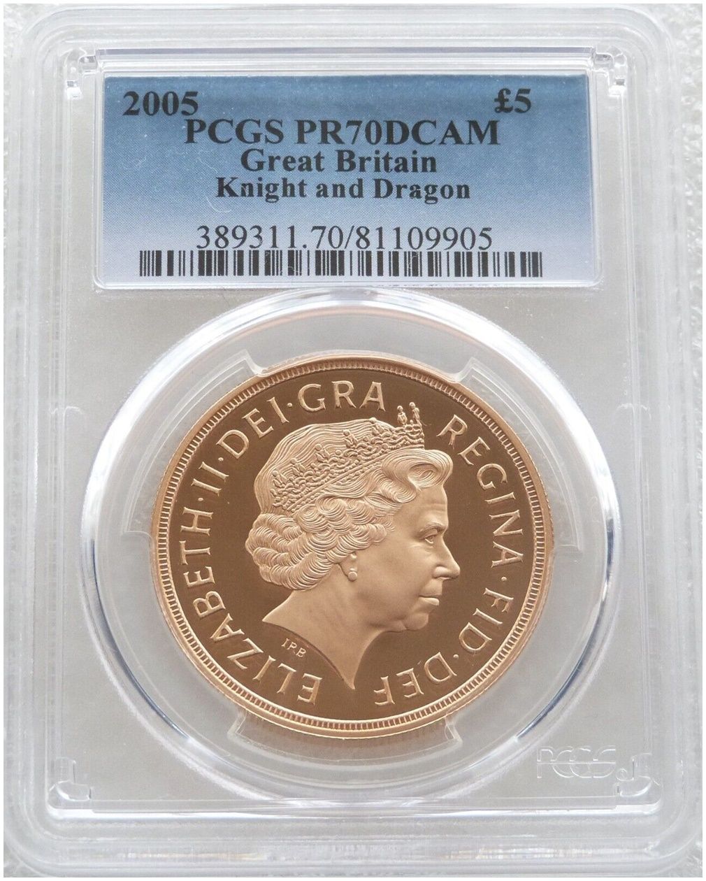 2005 St George and the Dragon £5 Five Pound Sovereign Gold Proof Coin PCGS PR70 DCAM - Timothy Noad