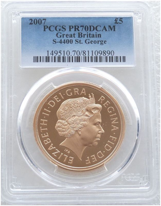 2007 St George and the Dragon £5 Five Pound Sovereign Gold Proof Coin PCGS PR70 DCAM