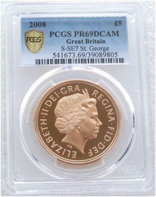 2008 St George and the Dragon £5 Five Pound Sovereign Gold Proof Coin PCGS PR69 DCAM