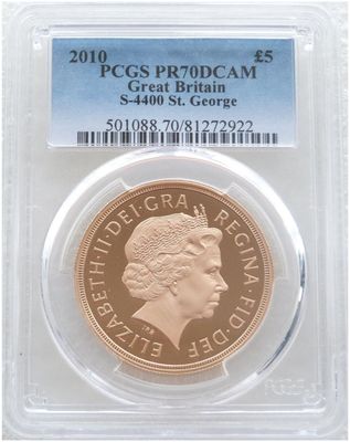 2010 St George and the Dragon £5 Five Pound Sovereign Gold Proof Coin PCGS PR70 DCAM