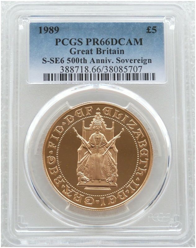 1989 Tudor Rose £5 Five Pound Sovereign Gold Proof Coin PCGS PR66 DCAM