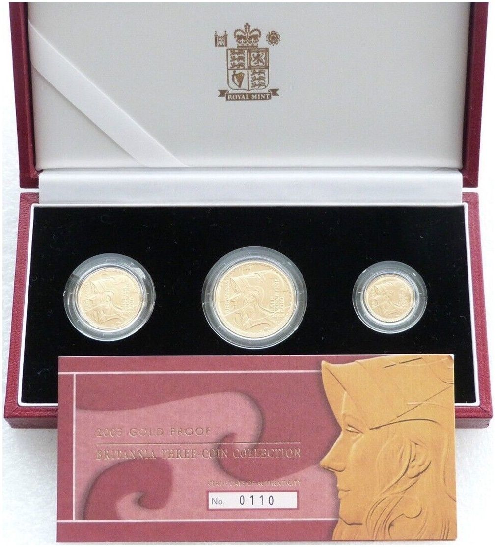 2003 Britannia Gold Proof 3 Coin Set Box Coa