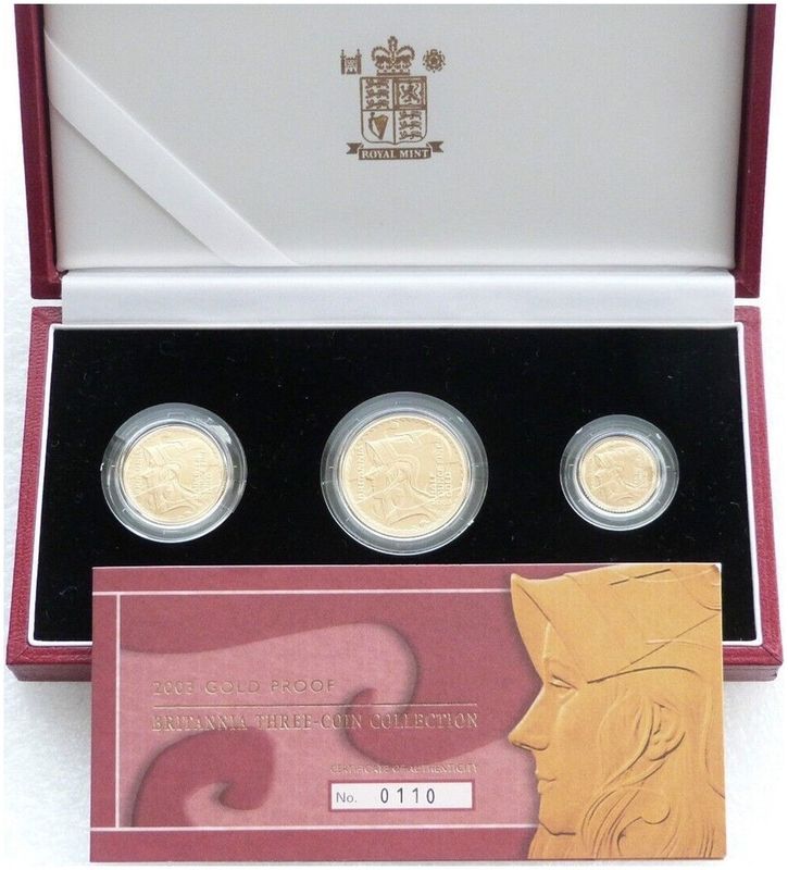 2003 Britannia Gold Proof 3 Coin Set Box Coa