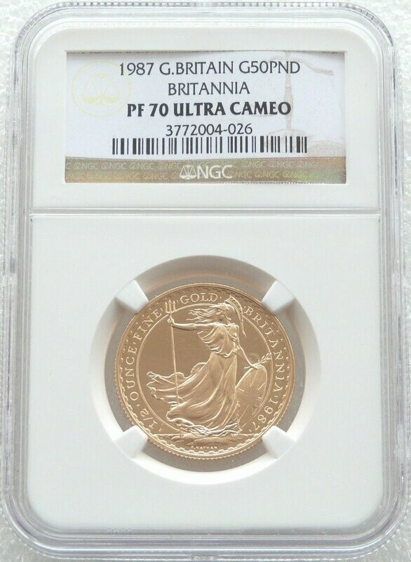 1987 Britannia £50 Gold Proof 1/2oz Coin NGC PF70 UC 1987 Britannia £50 Gold Proof 1/2oz Coin NGC PF70 UC