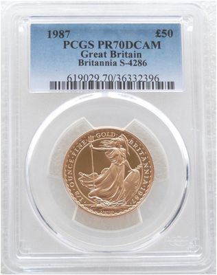 1987 Britannia £50 Gold Proof 1/2oz Coin PCGS PR70 DCAM 1987 Britannia £50 Gold Proof 1/2oz Coin PCGS PR70 DCAM