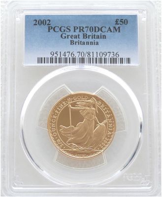 2002 Britannia £50 Gold Proof 1/2oz Coin PCGS PR70 DCAM 2002 Britannia £50 Gold Proof 1/2oz Coin PCGS PR70 DCAM