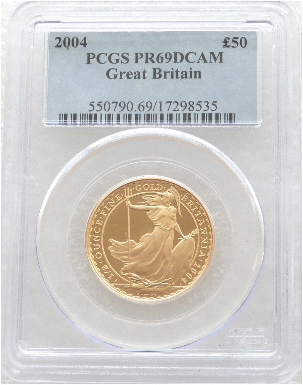 2004 Britannia £50 Gold Proof 1/2oz Coin PCGS PR69 DCAM