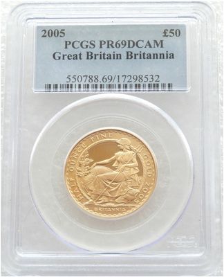 2005 Britannia £50 Gold Proof 1/2oz Coin PCGS PR69 DCAM