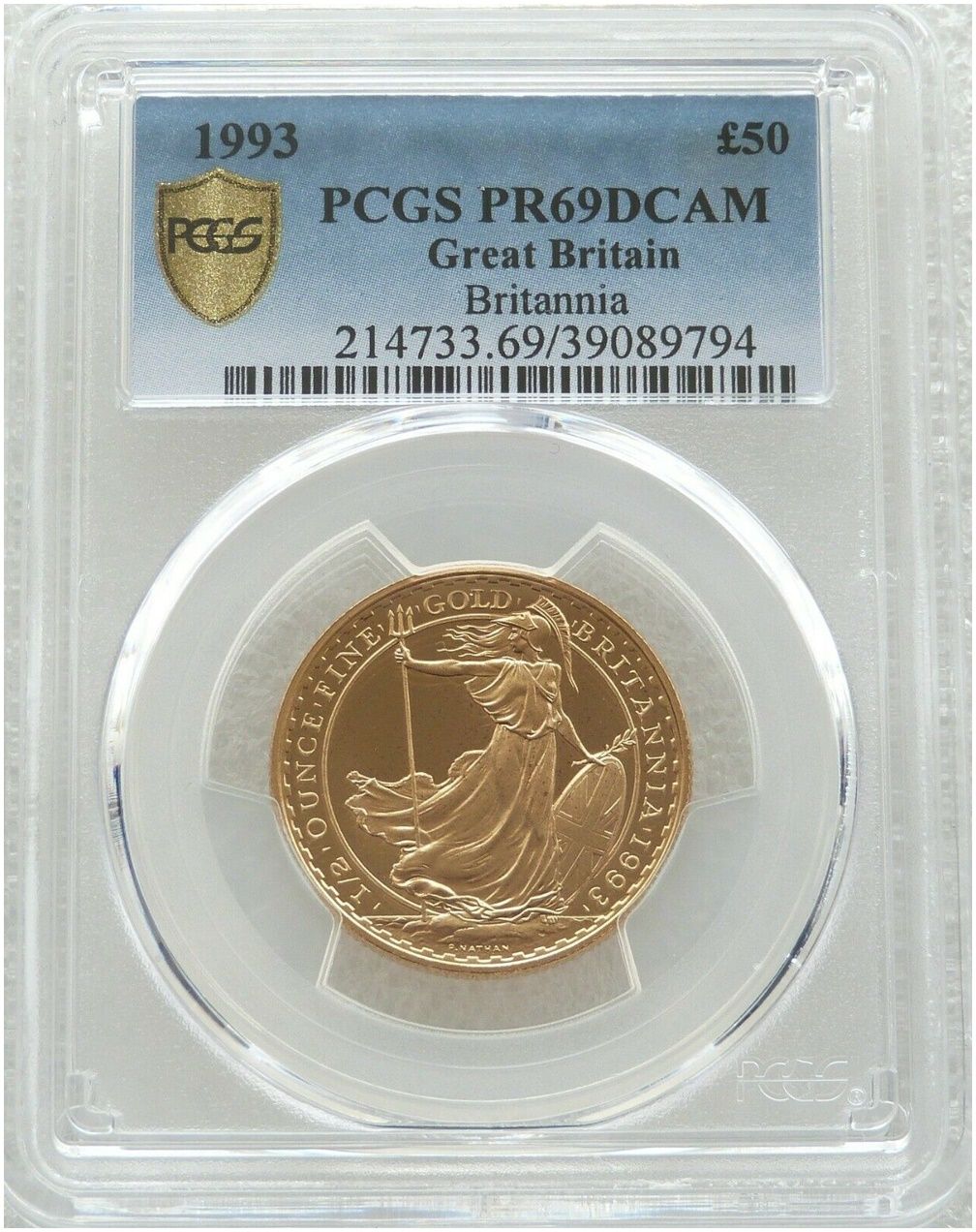 1993 Britannia £50 Gold Proof 1/2oz Coin PCGS PR69 DCAM - Mintage 462