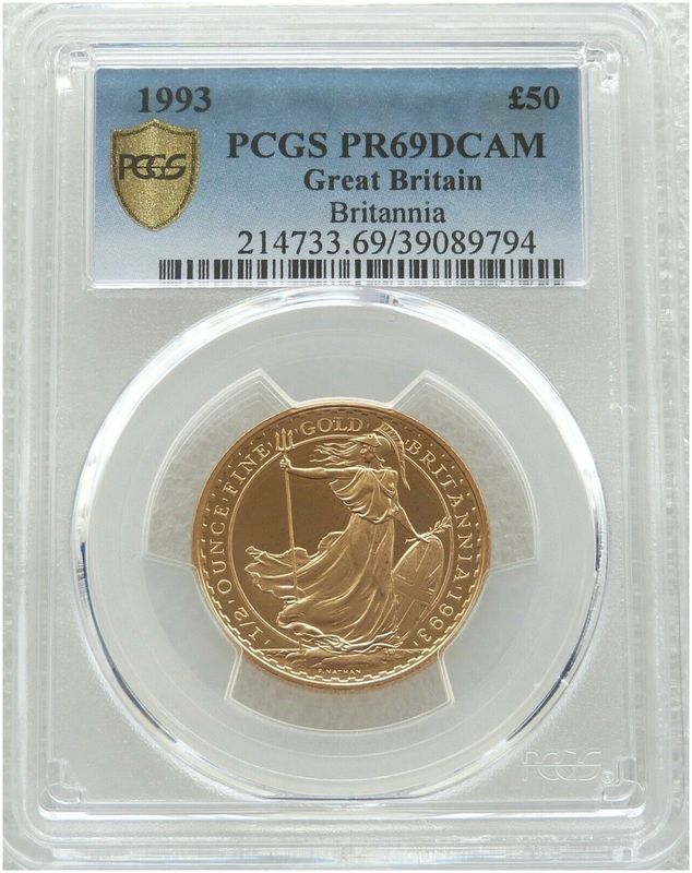 1993 Britannia £50 Gold Proof 1/2oz Coin PCGS PR69 DCAM - Mintage 462