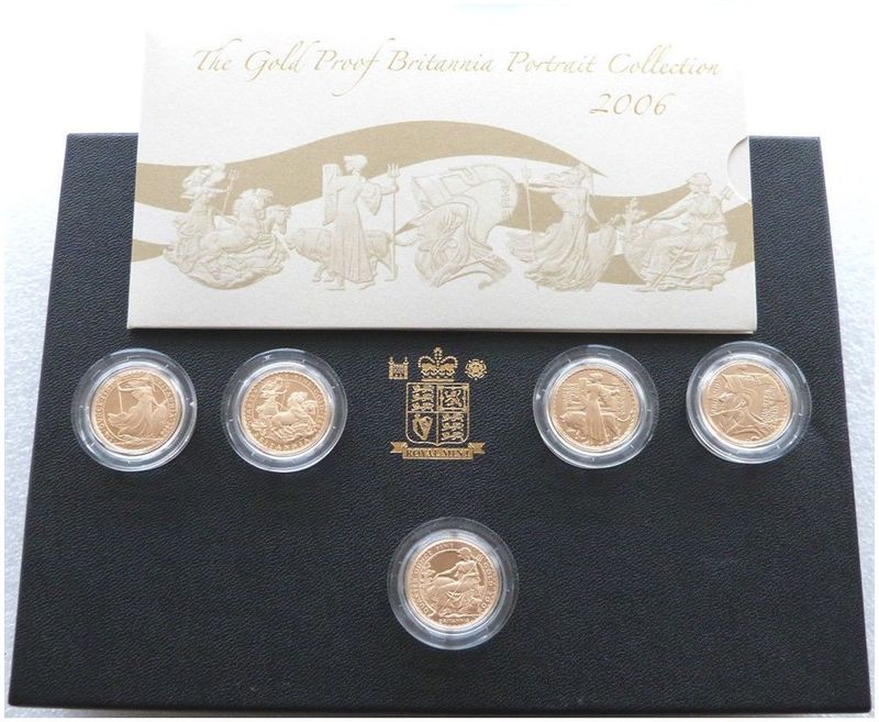 2006 Britannia Portrait £25 Gold Proof 5 Coin Set Box - Mintage 250