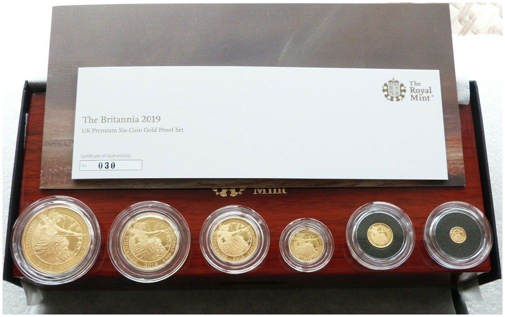 2019 Britannia Premium Gold Proof 6 Coin Set Box Coa - Mintage 150 2019 Britannia Premium Gold Proof 6 Coin Set Box Coa - Mintage 150