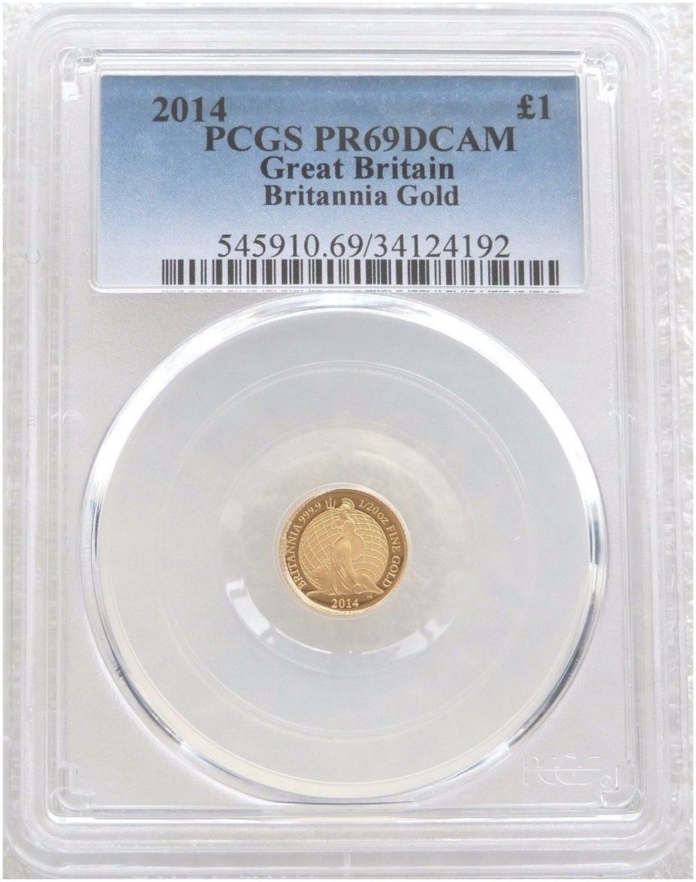 2014 Britannia £1 Gold Proof 1/20oz Coin PCGS PR69 DCAM 2014 Britannia £1 Gold Proof 1/20oz Coin PCGS PR69 DCAM