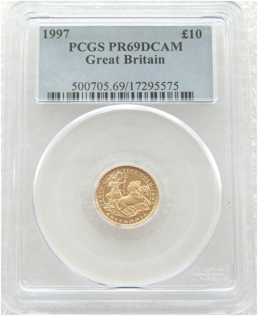 1997 Britannia £10 Gold Proof 1/10oz Coin PCGS PR69 DCAM