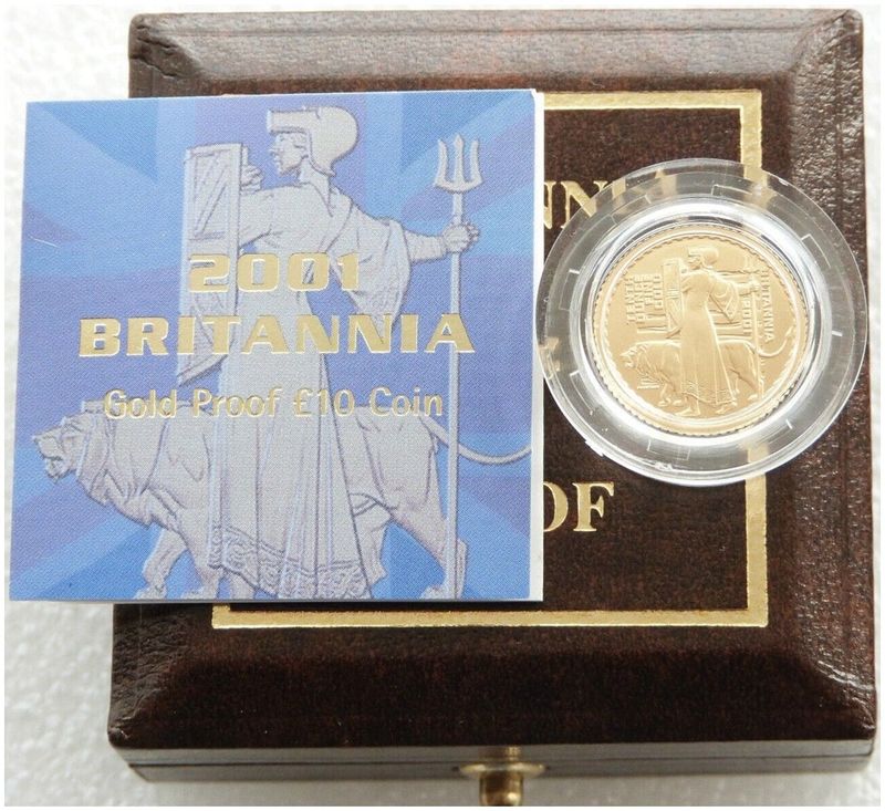 2001 Britannia £10 Gold Proof 1/10oz Coin Box Coa 2001 Britannia £10 Gold Proof 1/10oz Coin Box Coa