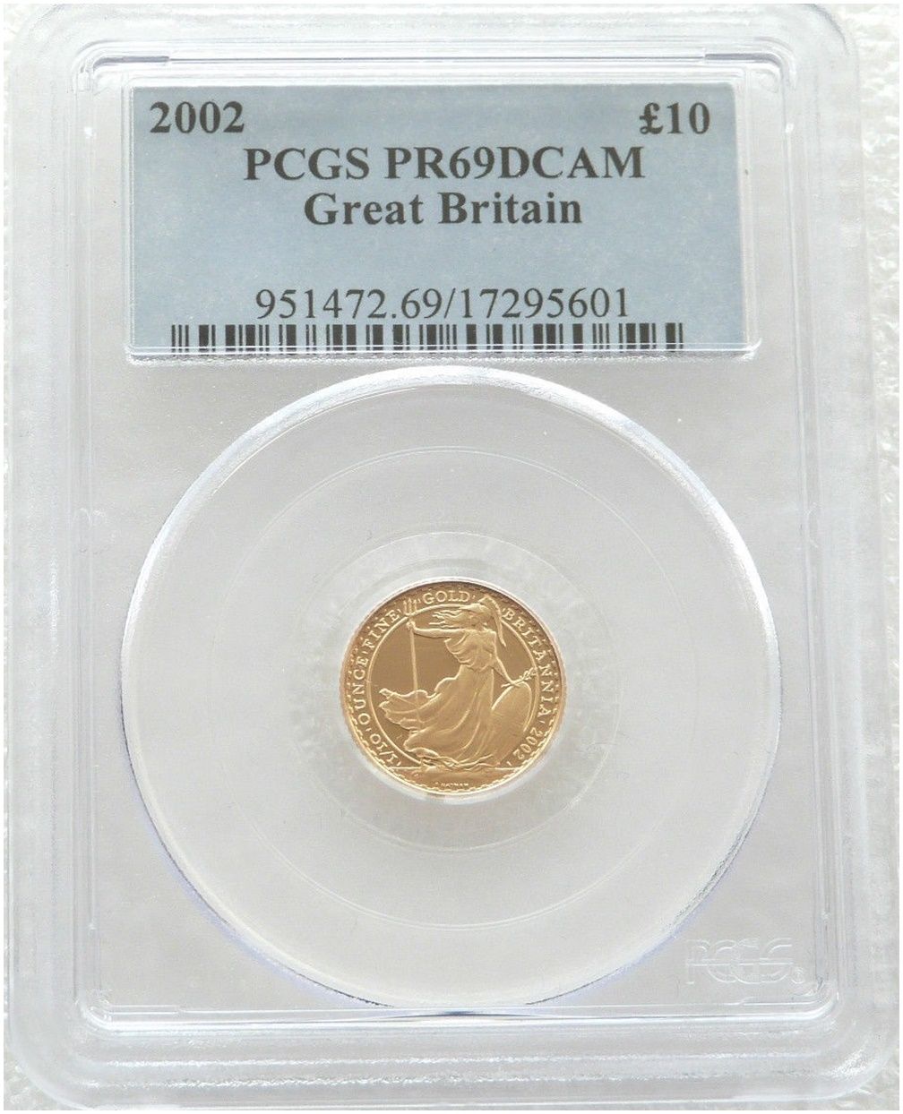 2002 Britannia £10 Gold Proof 1/10oz Coin PCGS PR69 DCAM 2002 Britannia £10 Gold Proof 1/10oz Coin PCGS PR69 DCAM