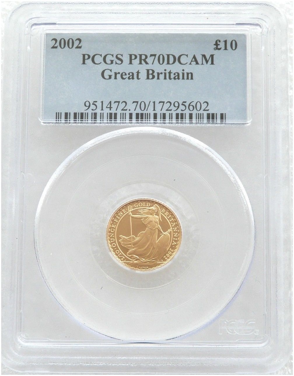 2002 Britannia £10 Gold Proof 1/10oz Coin PCGS PR70 DCAM 2002 Britannia £10 Gold Proof 1/10oz Coin PCGS PR70 DCAM