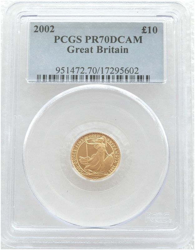 2002 Britannia £10 Gold Proof 1/10oz Coin PCGS PR70 DCAM 2002 Britannia £10 Gold Proof 1/10oz Coin PCGS PR70 DCAM