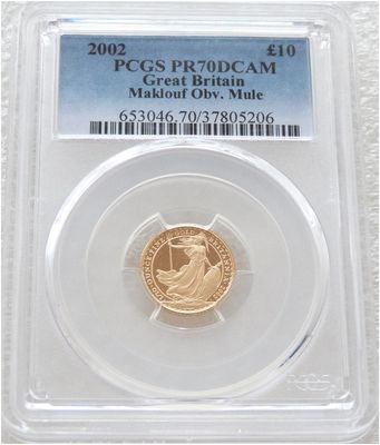 2002 Britannia Mint Error Mule £10 Gold Proof 1/10oz Coin PCGS PR70 DCAM