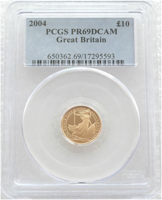2004 Britannia £10 Gold Proof 1/10oz Coin PCGS PR69 DCAM
