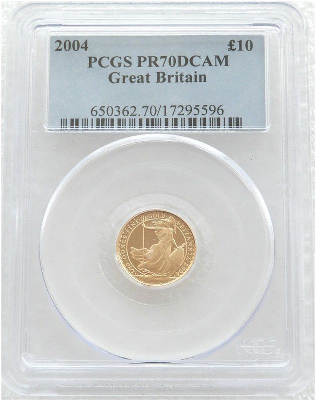 2004 Britannia £10 Gold Proof 1/10oz Coin PCGS PR70 DCAM