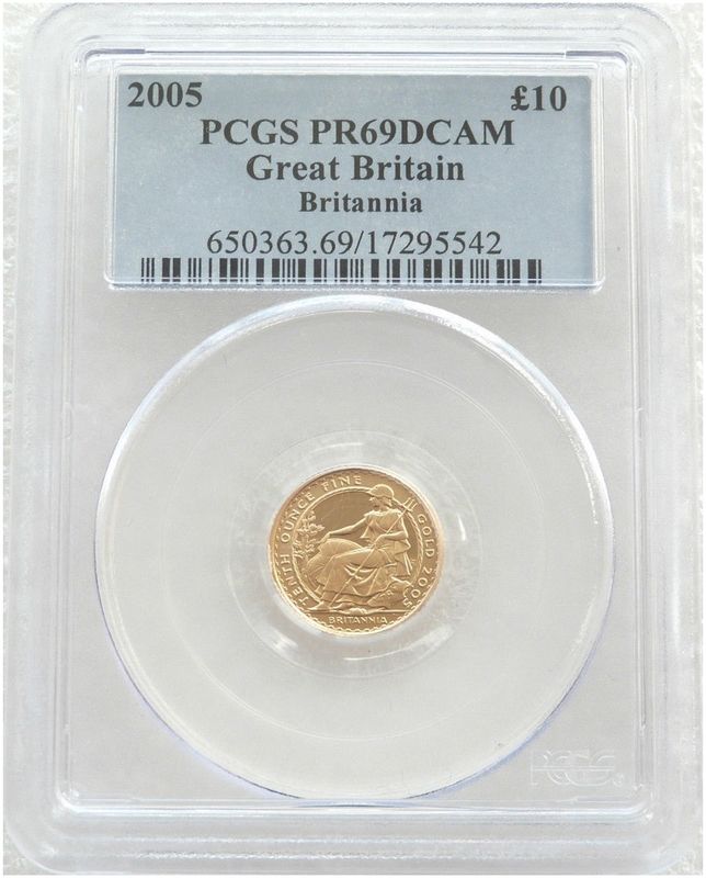 2005 Britannia £10 Gold Proof 1/10oz Coin PCGS PR69 DCAM 2005 Britannia £10 Gold Proof 1/10oz Coin PCGS PR69 DCAM