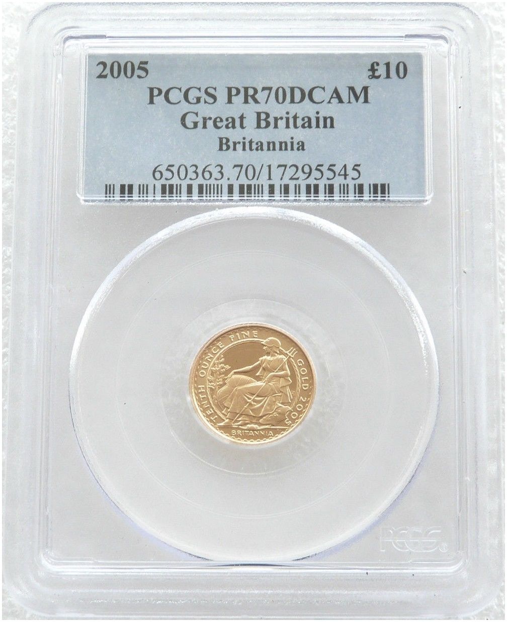 2005 Britannia £10 Gold Proof 1/10oz Coin PCGS PR70 DCAM 2005 Britannia £10 Gold Proof 1/10oz Coin PCGS PR70 DCAM
